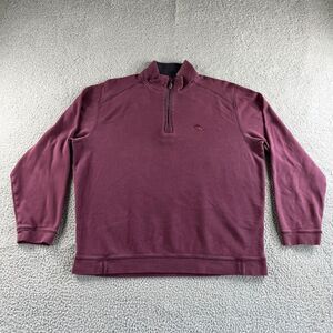 Tommy Bahama Sweater Mens Extra Large Maroon Red Pullover 1/4 Zip‎ Pima Cotton